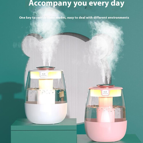 (Green) Dual Mist Outlet Desktop Air Humidifier Home Office Mute Mist Diffuser 2