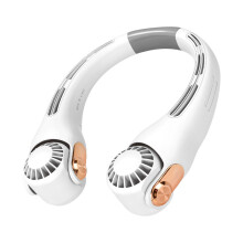 (White) LP879 Portable Neck Fan USB Rechargeable 3 Speeds Adjustable Hands Free Cooling Fan for Outdoors