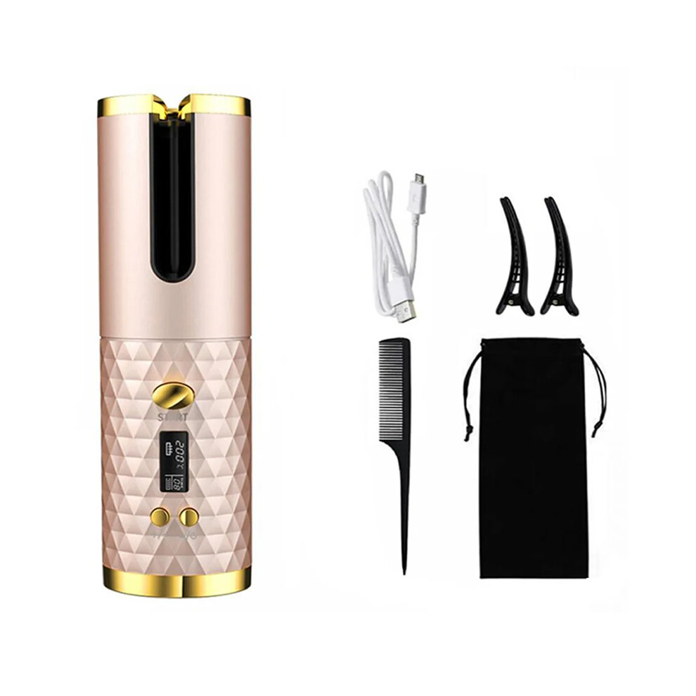 Gold (Gold) Jfq-01 Automatic Curling Iron Rotating Hair Curler Wand Lcd Display Ceramic Wave Hair Curler