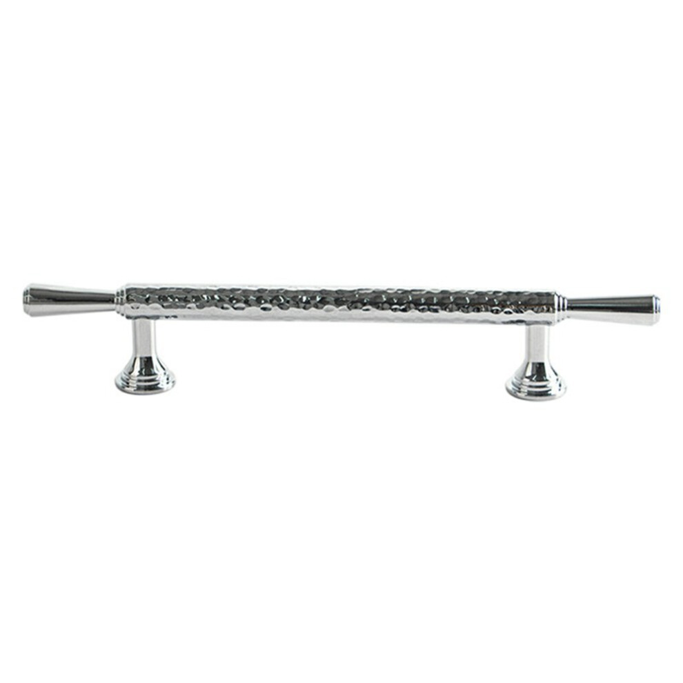 (Bright Chrome) Brass French Cabinet Handles 9074 Hammered Textured 128Mm Hole Centers Wardrobe Drawer Pulls 6914273192994
