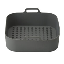 (Grey) 20cm Square Reusable Silicone Air Fryer Liner Oven Microwave Bakery Accessories (BPA-Free,FDA Certified)