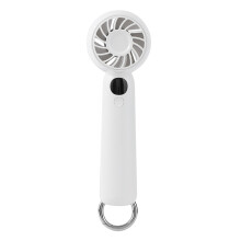 (White) L08 5 Speeds Adjustable Mini Handheld Fan USB Rechargeable Digital Display Portable Desk Fan with Hook