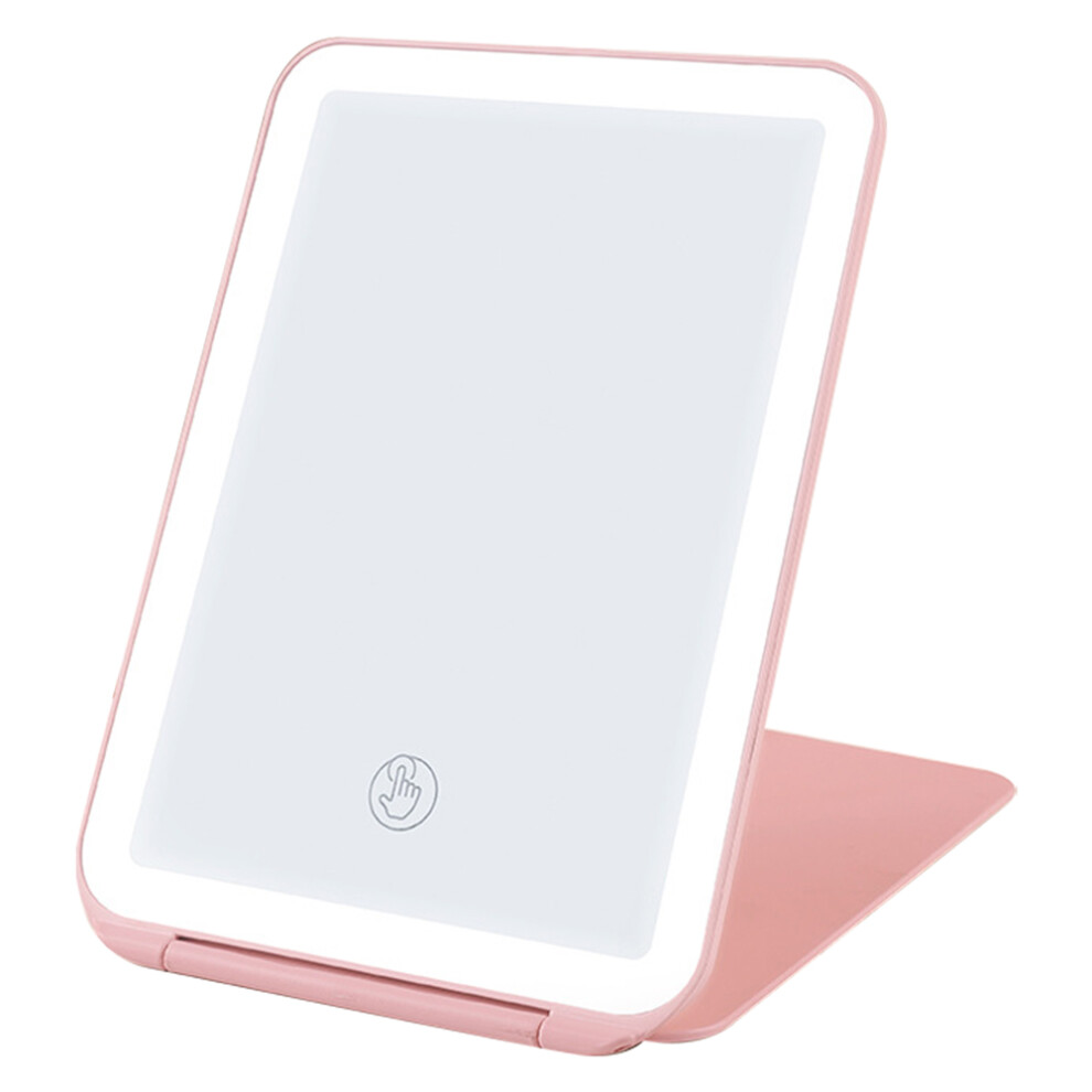 Pink (Pink) Portable Folding Mirror 3 Colors Led Mirror For Dressing Table Dimmable Cosmetic Mirror
