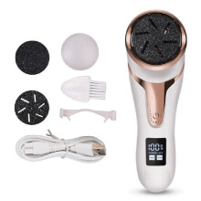 (White) V-510 USB Rechargeable Electric Foot Callus Remover Vacuum Foot File Scraper with Digital Display