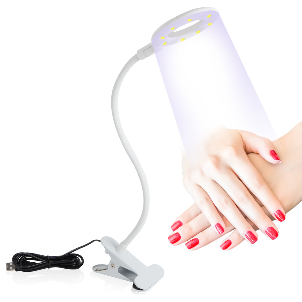 White/Light () 102 Portable Usb Nail Extension Nail Polish Curing Lamp Manicure Phototherapy Ring With Clip