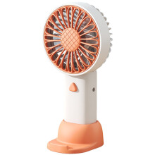(Orange) F011 Sunflower Shape Mini Desk Fan Rechargeable Portable Cooling Fan with Phone Holder