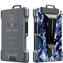(Glacier) BIIGELL KB001 RFID Blocking Metal Card Holder Credit Card Storage Case with Money Clip