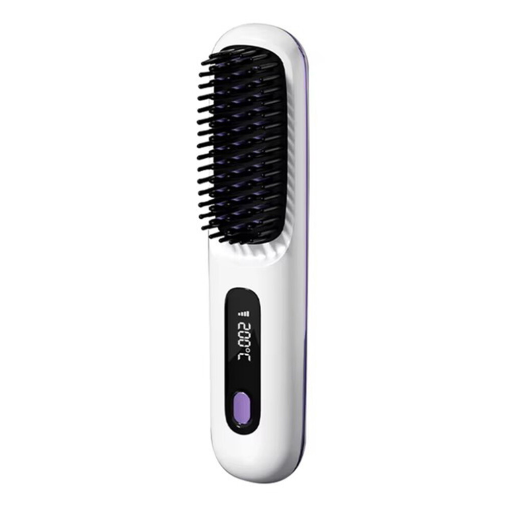 (White) S7 Wireless LCD Hair Straightener 3 Levels Temperature Control Straight Hair Comb