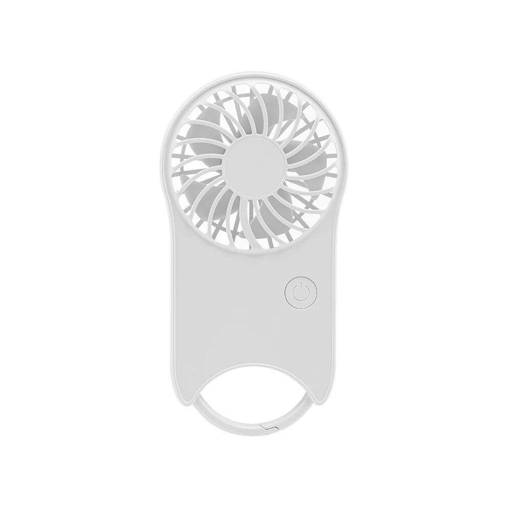 (White) F12 Mini Handheld Fan 3 Wind Speed Outdoor Summer Cooling Fan with Hanging Buckle-image-OPC-PJS77BJ-NEW