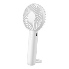 (White) S3 Portable Rechargeable Handheld Cooling Fan 1200mAh 3 Speed Low Noise Desk Fan with Hanging Hole