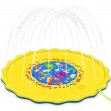 (Yellow) Outdoor Lawn Beach Mat 170cm Inflatable Water Spray Kids Sprinkler Play Pad