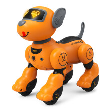 (Orange) BG1536 Kids 2.4G Remote Control Dog RC Robotic Stunt Puppy Voice Control Toy Electronic Pet Dancing Programmable Robot