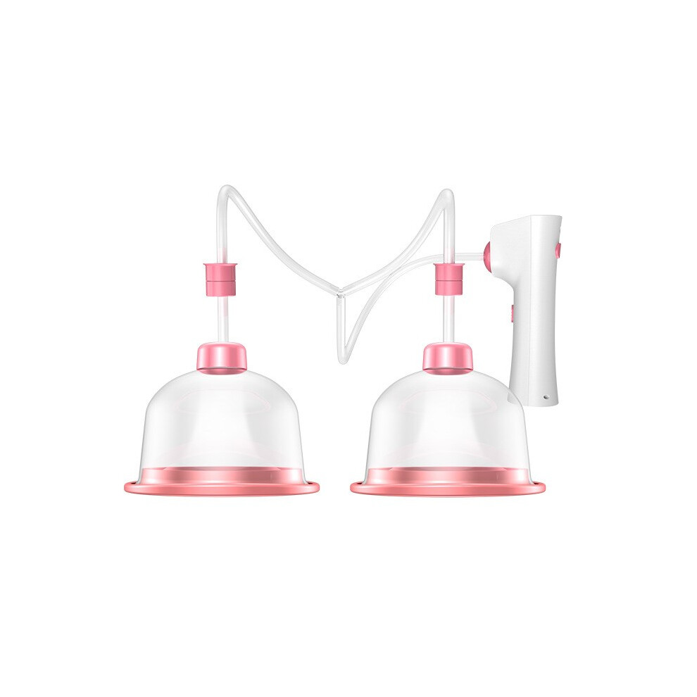 (Double Cup/Large) Breast Enhancement Massager Silicone Cup Electric Vibrating Device for Blood Circulation Firmness Health