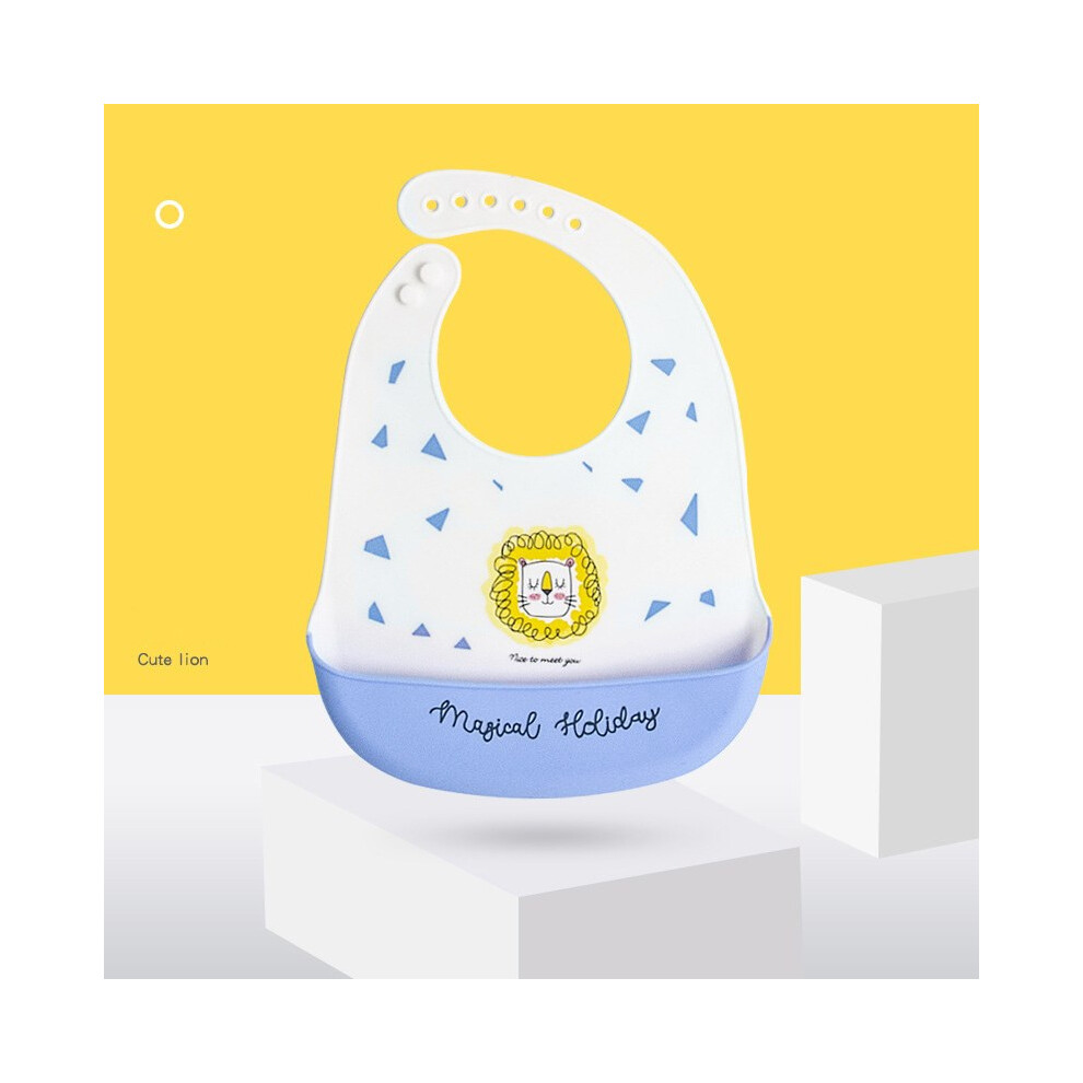 (Lion) Feeding Helper Baby Bib Silicone Baby Saliva Towel Newborn Aprons