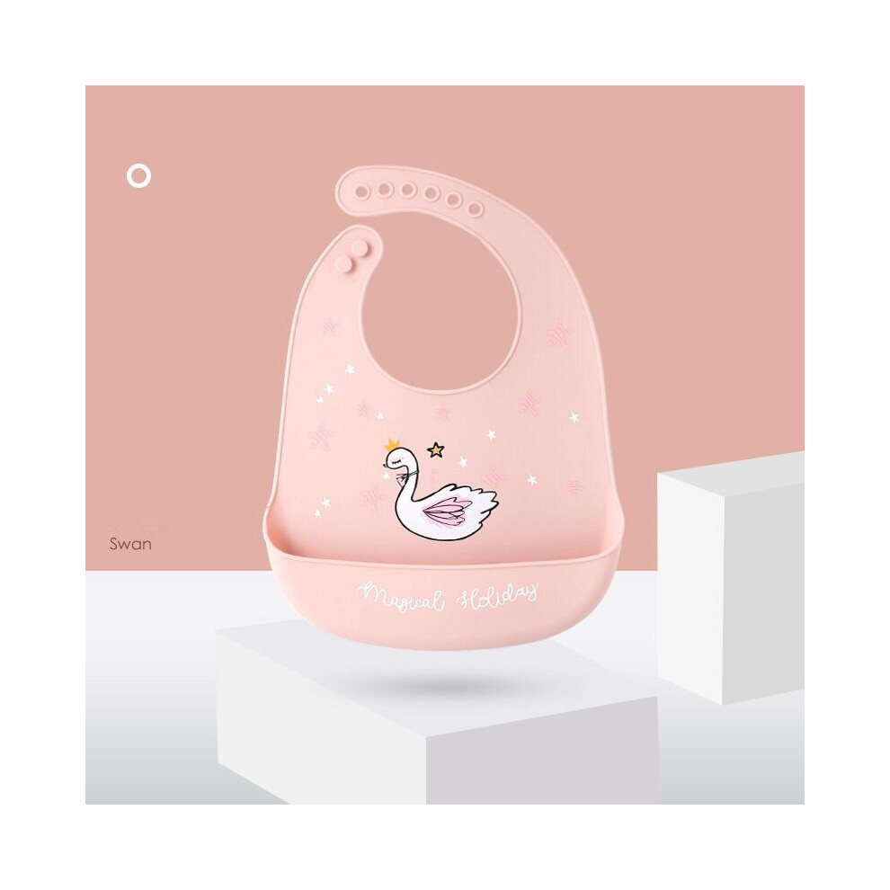 (Swan) Feeding Helper Baby Bib Silicone Baby Saliva Towel Newborn Aprons