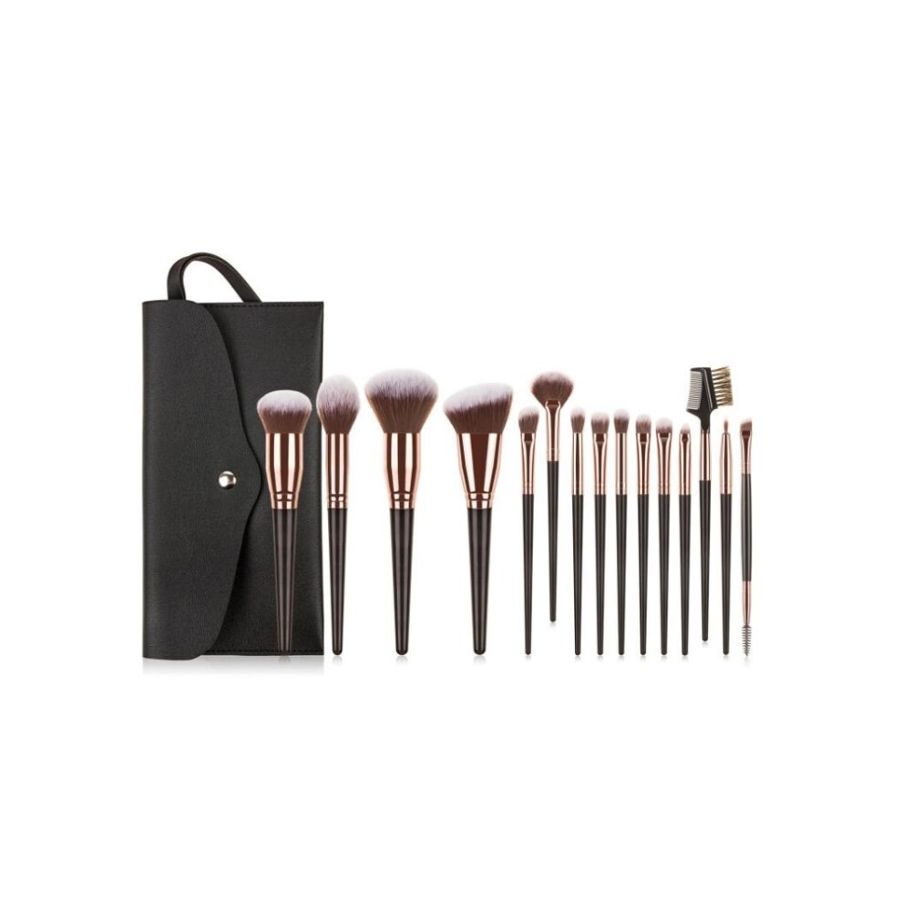 Black (Black) 15Pcs Makeup Cosmetic Brush Set Foundation Heighlighter Contour Crease Brush Powder Panit Eyeshadow Eyebrow Eyelid Blush