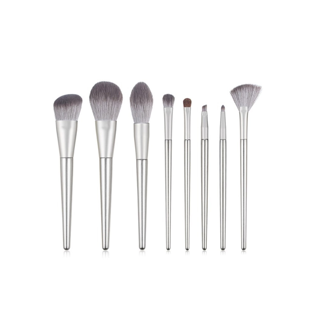 Silver (Silver) 8Pcs Cosmetic Makeup Brush Set Powder Panit Eyeshadow Eyebrow Eyelid Blush Foundation Heighlighter Contour Brush