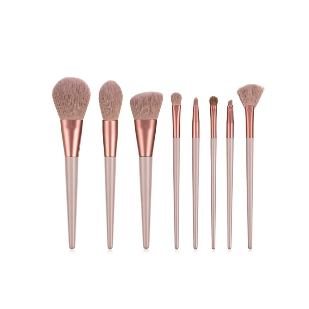 Brown (Brown) 8Pcs Cosmetic Makeup Brush Set Powder Panit Eyeshadow Eyebrow Eyelid Blush Foundation Heighlighter Contour Brush