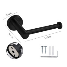 (Black) Toilet Paper Holder Wall Mounted Bathroom Kitchen Roll Tissue Holder Hook