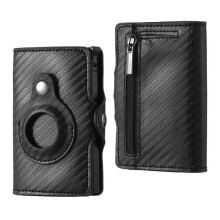 (Black/Fiber Texture) RFID Blocking Men Wallet Anti-scratch Wear-resistant Leather Bifold Money Clip Card Holder