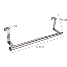 (Stretchable/Silver) Stainless Steel Over Door Towel Rack Bar Holder Fit on Cabinet Cupboard Door