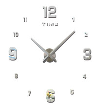 (Silver) DIY Acrylic Wall Clock Living Room Wall Decorative Clock Sticker Clock