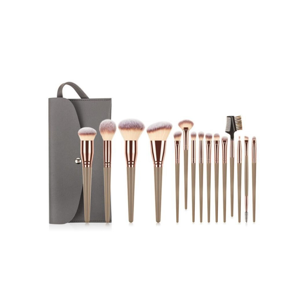 Gold (Champagne ) 15Pcs Cosmetic Brush Set Foundation Powder Concealers Eye Shadows Makeup Brush