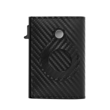 (Carbon Fiber) PU Leather RFID Blocking Automatic Pop Up Card Holder Wallet for AirTag Case Purse