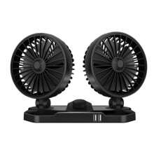 (B) 12V-24V Car Cooling Fan 3.1A USB Plug-in Portable Vehicle Fan Vehicle Mounted USB Fan Phone Charging Station