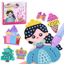 DQ25-2 DIY Beading Art Kit for Kids 9 Pattern Press-On Beads Set Creative Princess Toy Educational Craft