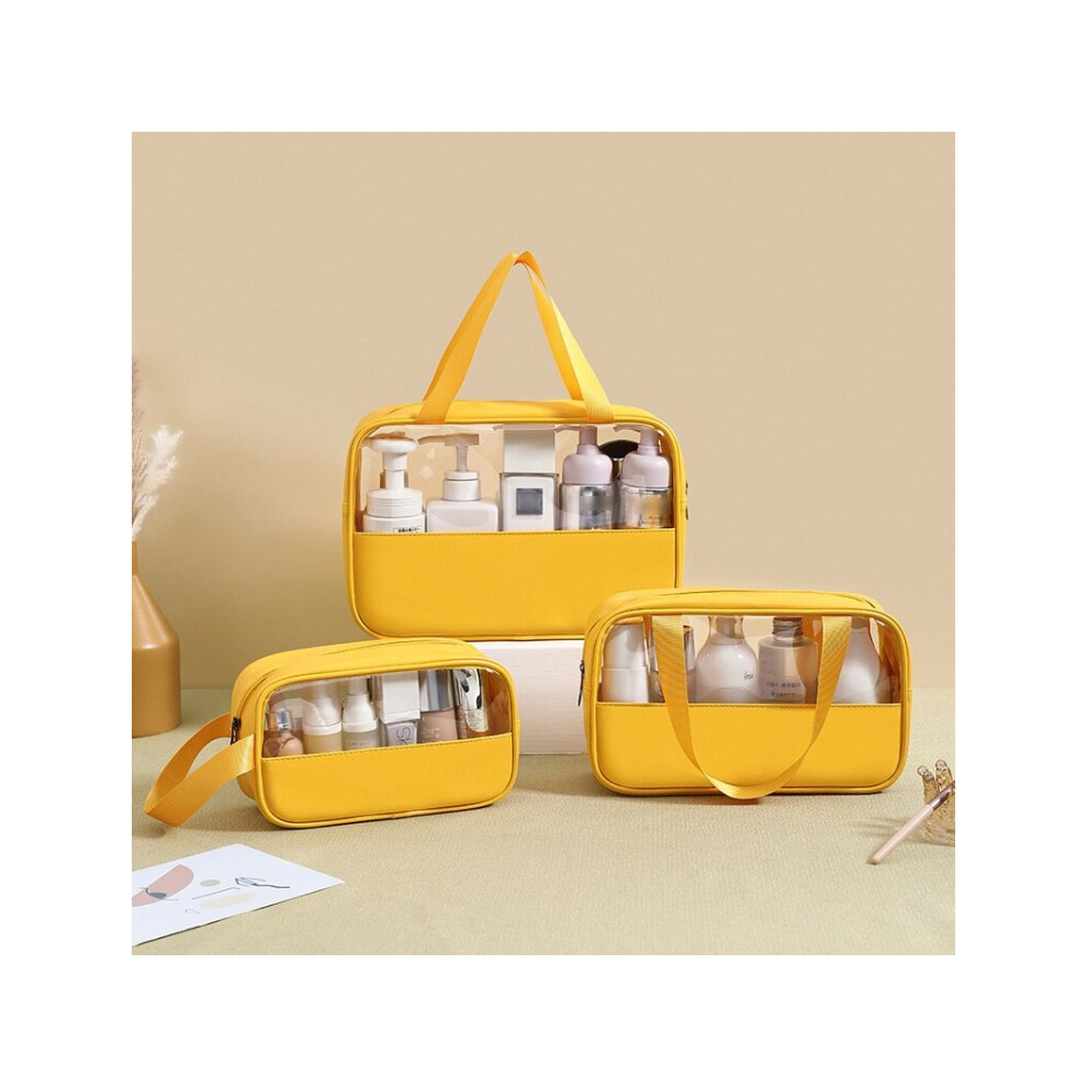 Yellow (Yellow) 3Pcs Travel Makeup Bags Waterproof Transparent Toiletries Bag Cosmetic Storage Bags