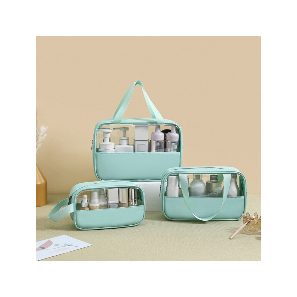 Blue (Blue) 3Pcs Travel Makeup Bags Waterproof Transparent Toiletries Bag Cosmetic Storage Bags