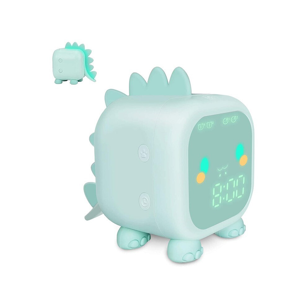 () Kids Digital Alarm Clock Cartoon Dinosaur Clock Usb Rechargeable Children's Sleep Trainer Timer Night Green/Light