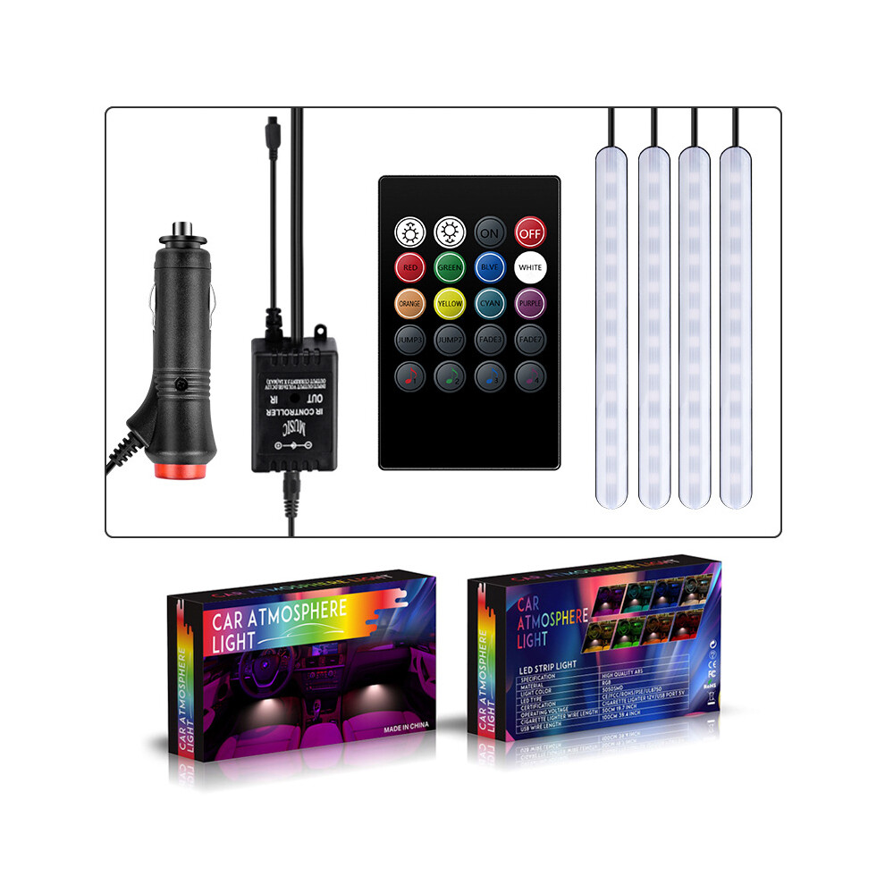 Car Interior Atmosphere Rgb Led Strip Decorative Foot Lamp With Music And Remote Control Light 6914276677153