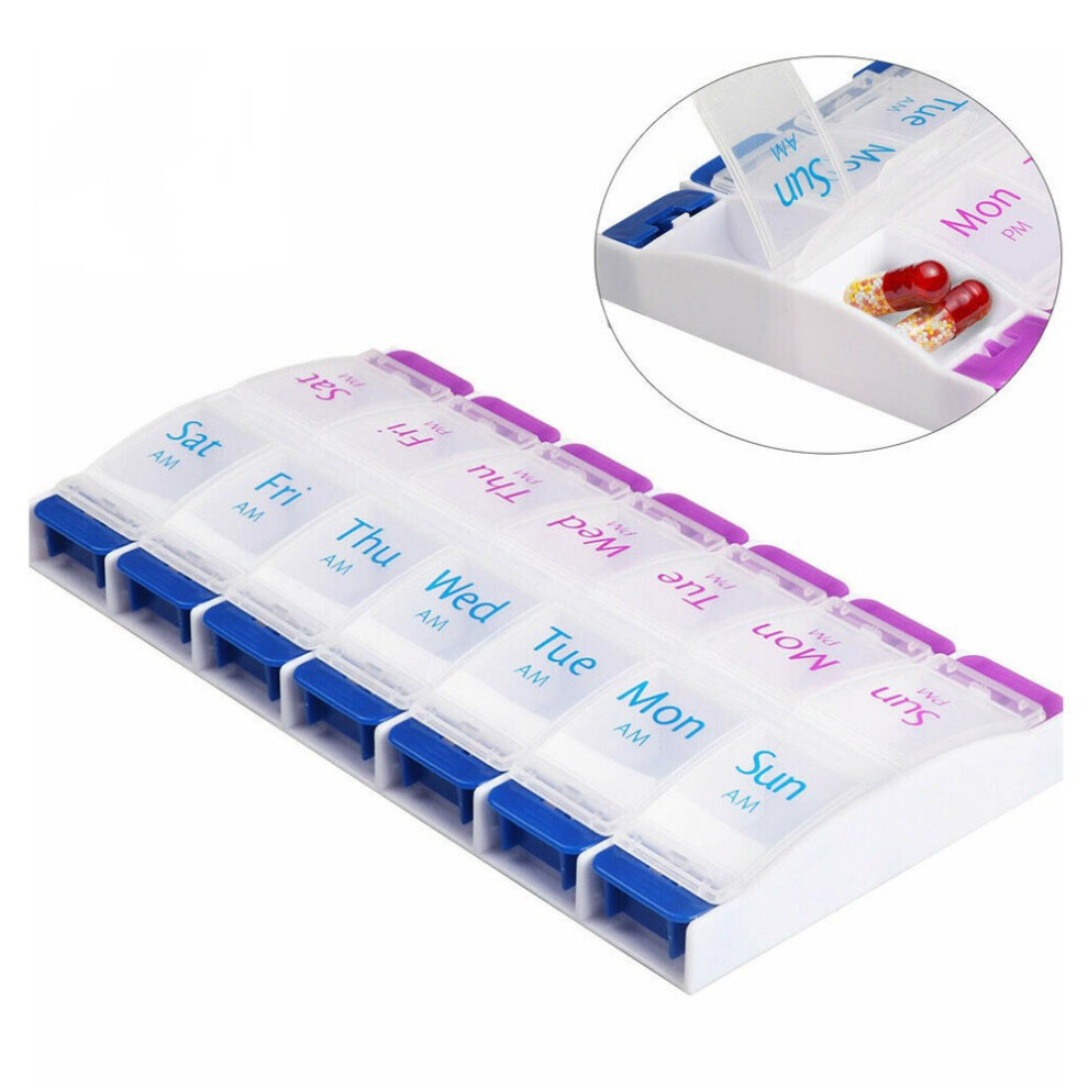 14006 PP Weekly Pill Organizer 2 Times A Day 7 Day Pill Box Holder Medicine Organizer
