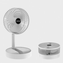 (White) Foldable Desk Fan Low Noise 3 Speed Settings Telescopic Fan for Bedroom Office