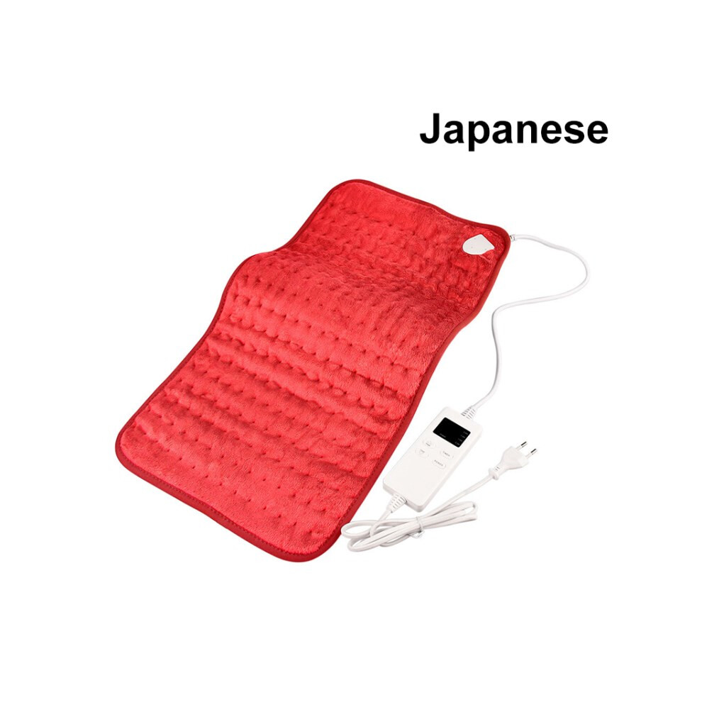 (Red/Japanese Plug) 30x60cm Electric Heating Blanket Heated Throw Machine Washable Soft Heated Mat