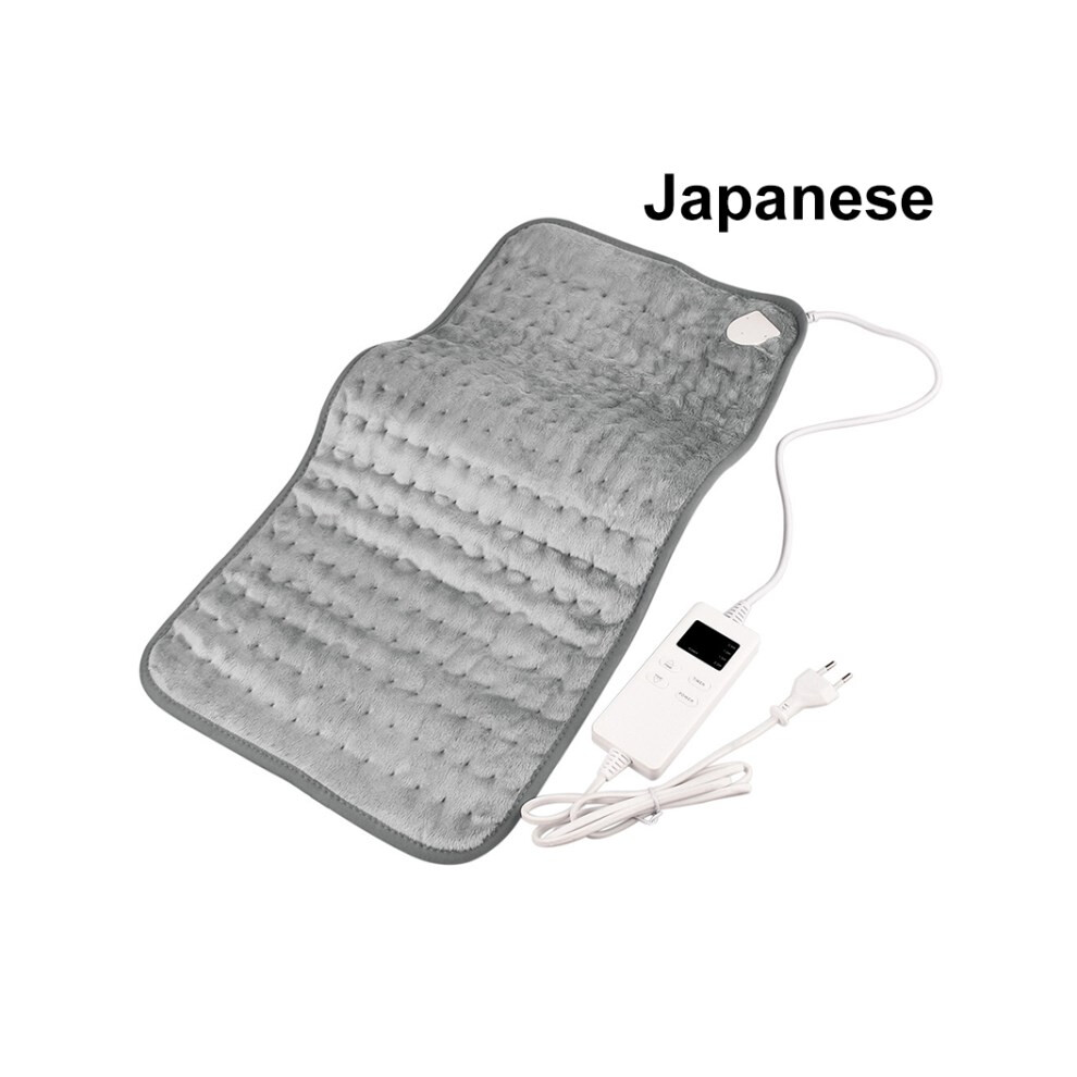 (Grey/Japanese Plug) 30x60cm Electric Heating Blanket Heated Throw Machine Washable Soft Heated Mat