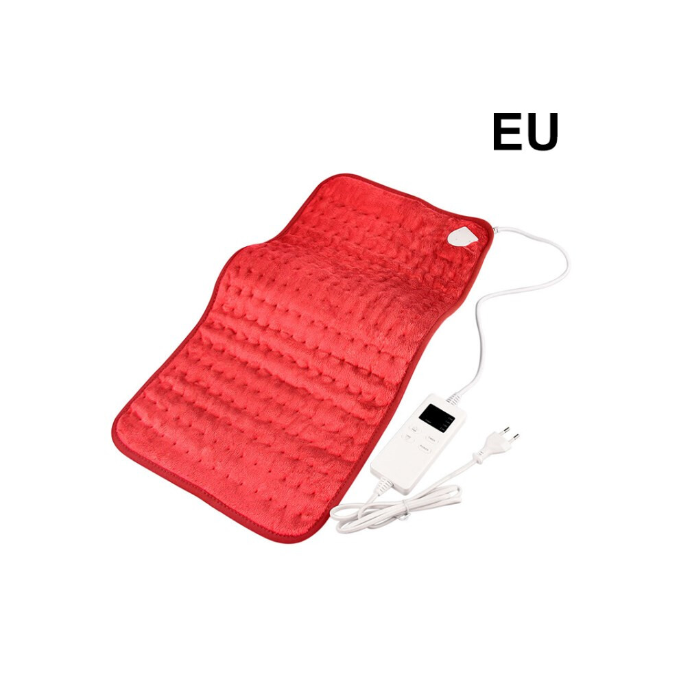 (Red/EU Plug) 30x60cm Electric Heating Blanket Heated Throw Machine Washable Soft Heated Mat
