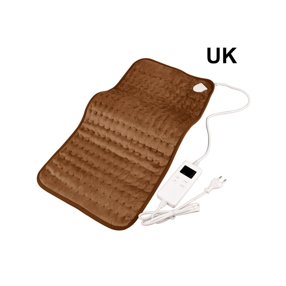 (Coffee/UK Plug) 30x60cm Electric Heating Blanket Heated Throw Machine Washable Soft Heated Mat