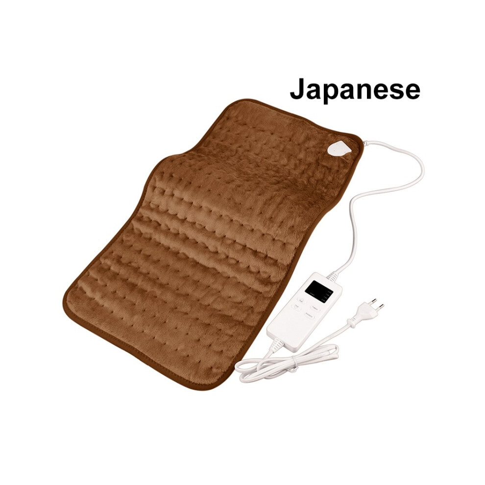 (Coffee/Japanese Plug) 30x60cm Electric Heating Blanket Heated Throw Machine Washable Soft Heated Mat