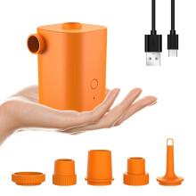 (Orange) Electric Swimming Ring Air Pump Portable Wireless USB Rechargeable Inflator