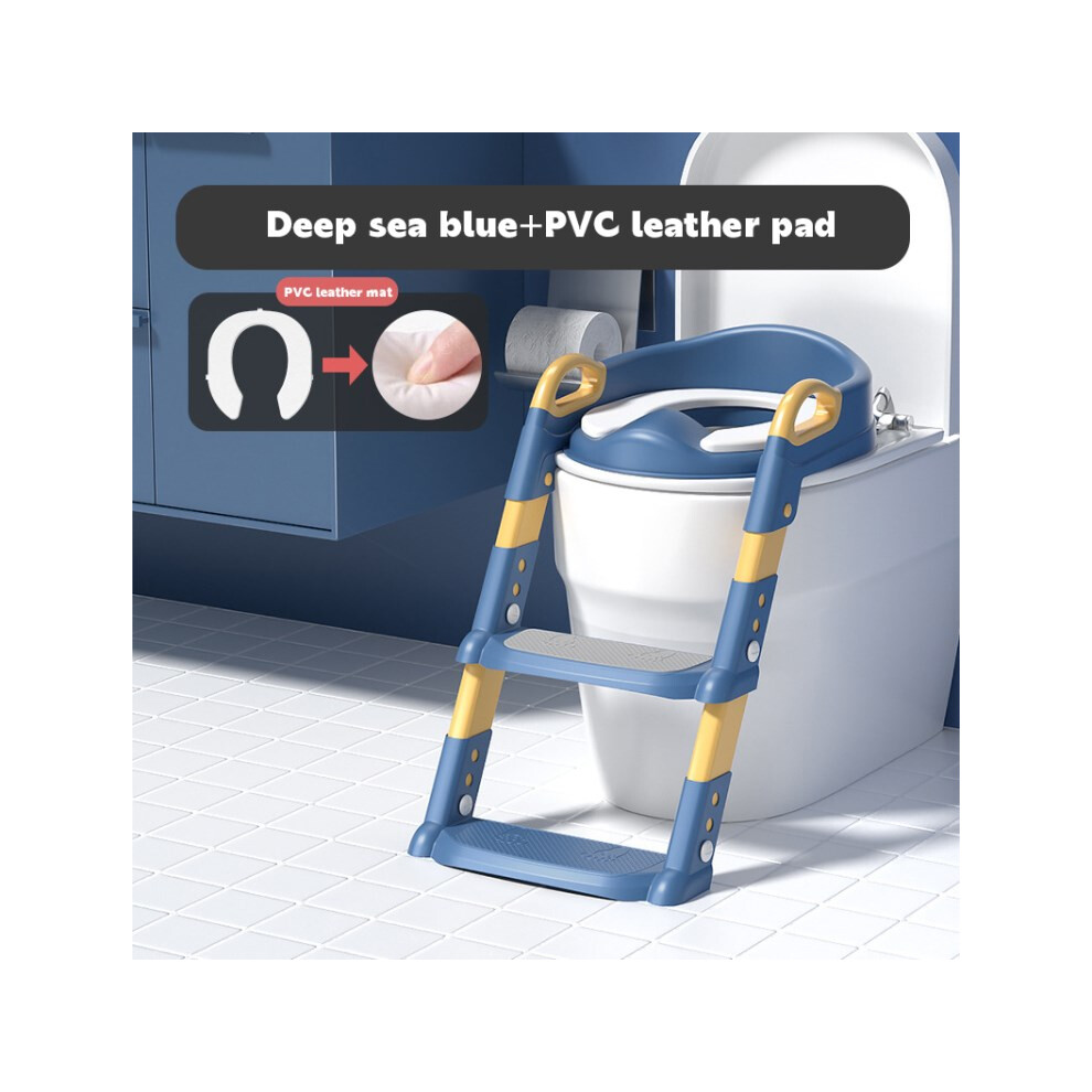 (Blue) Kids Potty Toilet Chair Anti-Splash Training Seat With Step Ladder Blue
