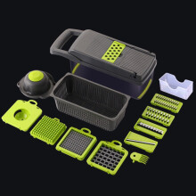 (C) Multifunction Vegetable Chopper Dicer Slicer Food Cutter with Storage Container Kitchen Tool (BPA Free,No FDA)