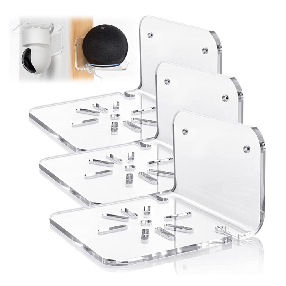 YX006 3Pcs/Set Clear Acrylic Floating Wall Shelves Hangers for Security Cameras,Baby Monitors,Speakers