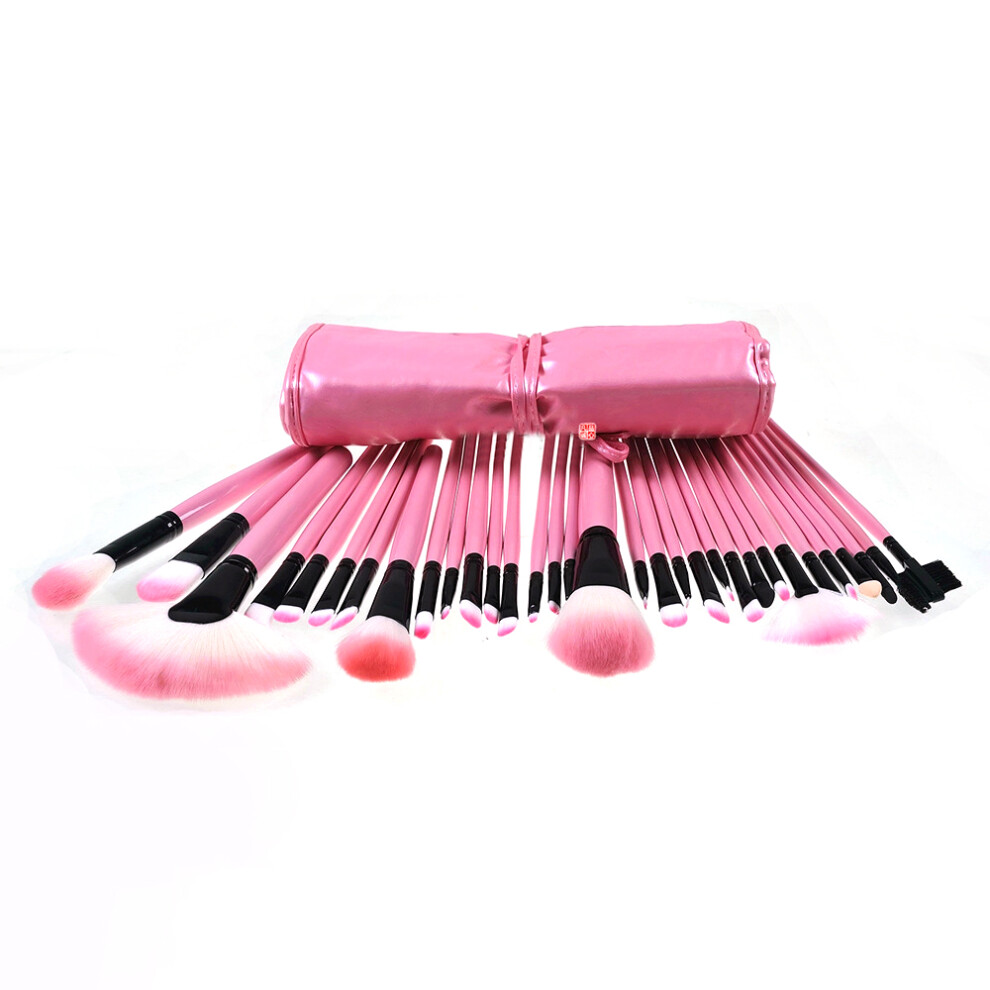 Pink 32Pcs Professional Makeup Brushes Cosmetic Set Wood Handle With Case