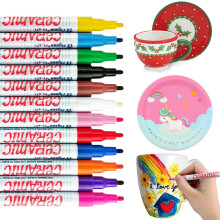 FLYSEA FS-671 12Pcs/Box Paint Pens for Ceramic Glass DIY Arts Crafts Marker Pens 1.0mm Fine Tip