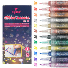 FLYSEA GM-30 12Pcs/Box Sparkling Glitter Markers Water-Based Acrylic Paint Pens Set DIY Craft