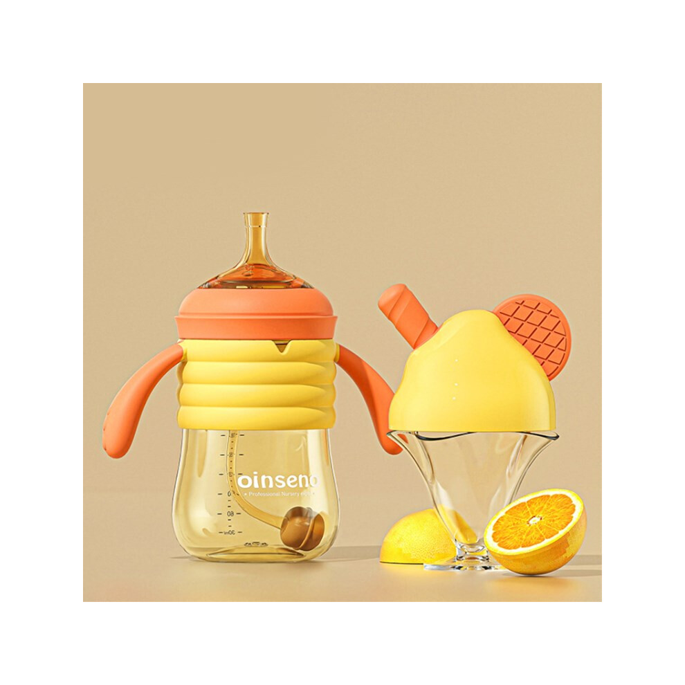 (Orange/300Ml) Oinseno 300Ml Cute Baby Straw Water Bottle Sippy Cup (No Fda Certification,Bpa Free) Orange