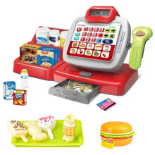 Children Pretend Play Supermarket Cash Register Set Mini Store Checkout Counter Toy with Sound Effect